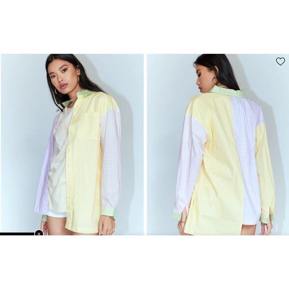 Princess Polly Benjamin Spliced Button Down Pastel Shirt New 4 - Picture 2 of 10